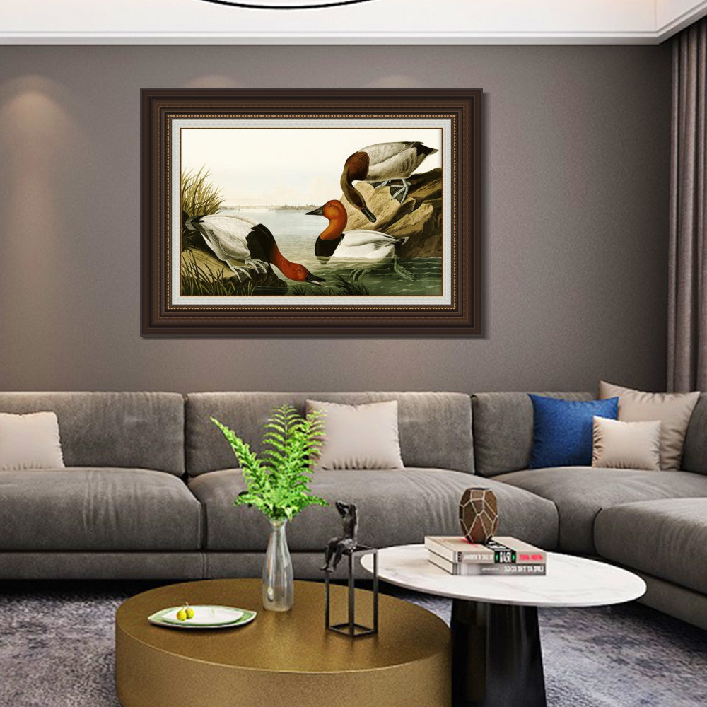 INVIN ART Framed Canvas Art Giclee Print Backed Duck by John James Audubon  Home Office Wall Art Decorations