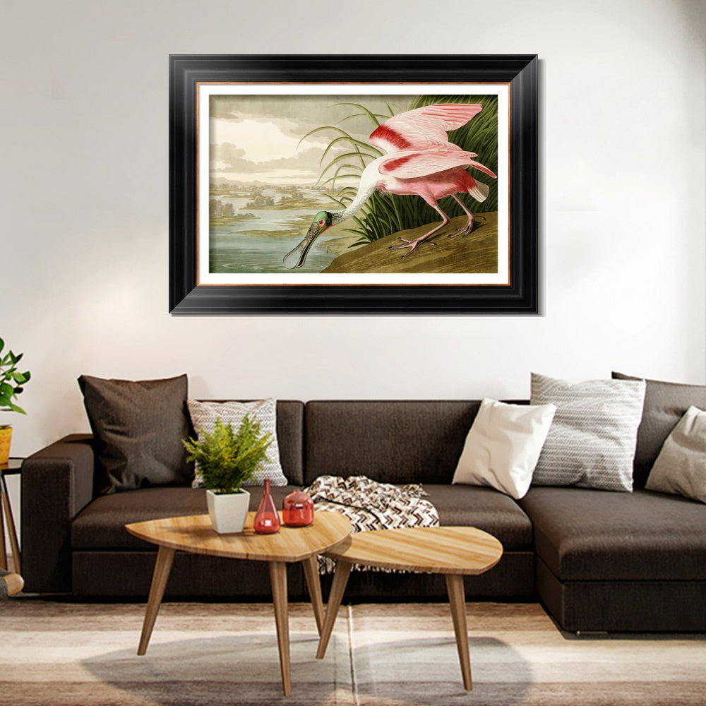 INVIN ART Framed Canvas Art Giclee Print Roseate Spoonbill Bird by John James Audubon  Home Office Wall Art Decorations