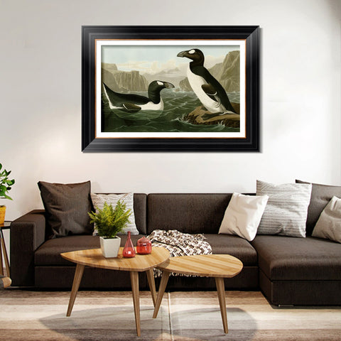 INVIN ART Framed Canvas Art Giclee Print Great Auk by John James Audubon Living Room Home Office Wall Art Decorations