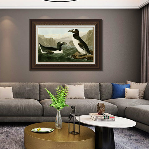 INVIN ART Framed Canvas Art Giclee Print Great Auk by John James Audubon Living Room Home Office Wall Art Decorations