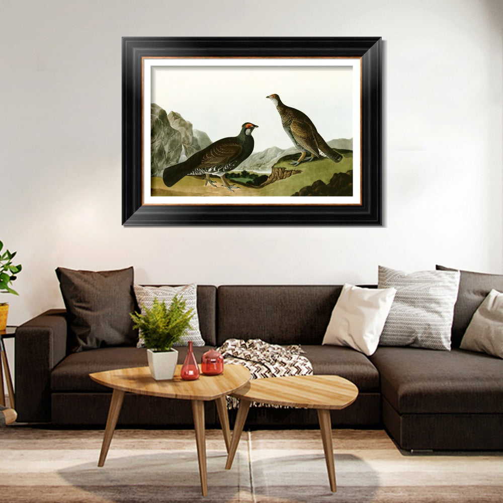 INVIN ART Framed Canvas Art Giclee Print Long Tailed or Dusky Grous by John James Audubon  Home Office Wall Art Decorations