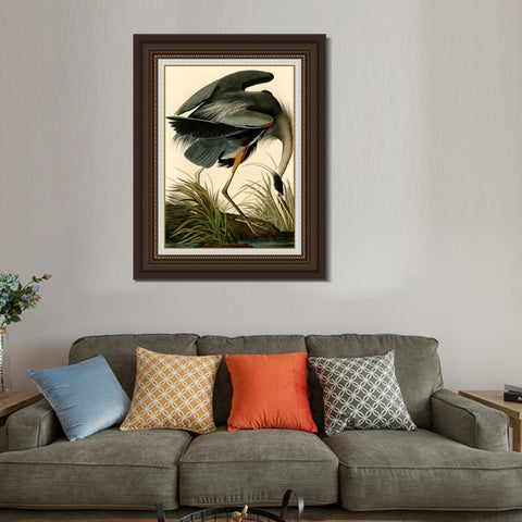 INVIN ART Framed Canvas Art Giclee Print Great Blue Heron by John James Audubon Living Room Home Office Wall Art Decorations