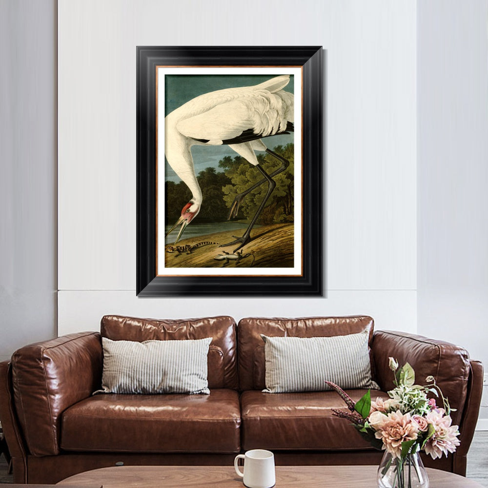 INVIN ART Framed Canvas Art Giclee Print Great White Heron#83 by John James Audubon  Home Office Wall Art Decorations