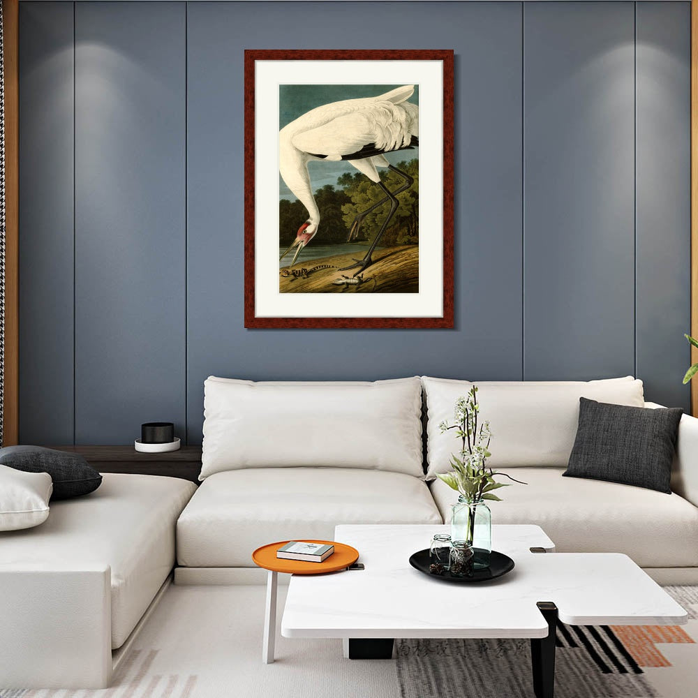 INVIN ART Framed Canvas Art Giclee Print Great White Heron#83 by John James Audubon  Home Office Wall Art Decorations