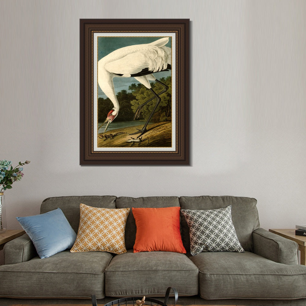 INVIN ART Framed Canvas Art Giclee Print Great White Heron#83 by John James Audubon  Home Office Wall Art Decorations