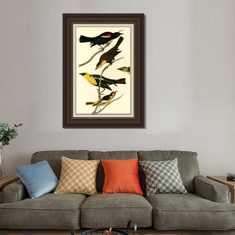 INVIN ART Framed Canvas Art Giclee Print Series#101 by John James Audubon  Home Office Wall Art Decorations