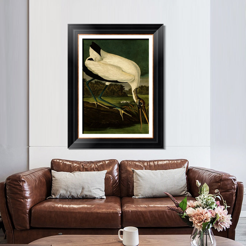INVIN ART Framed Canvas Art Giclee Print Wood Ibis by John James Audubon  Home Office Wall Art Decorations
