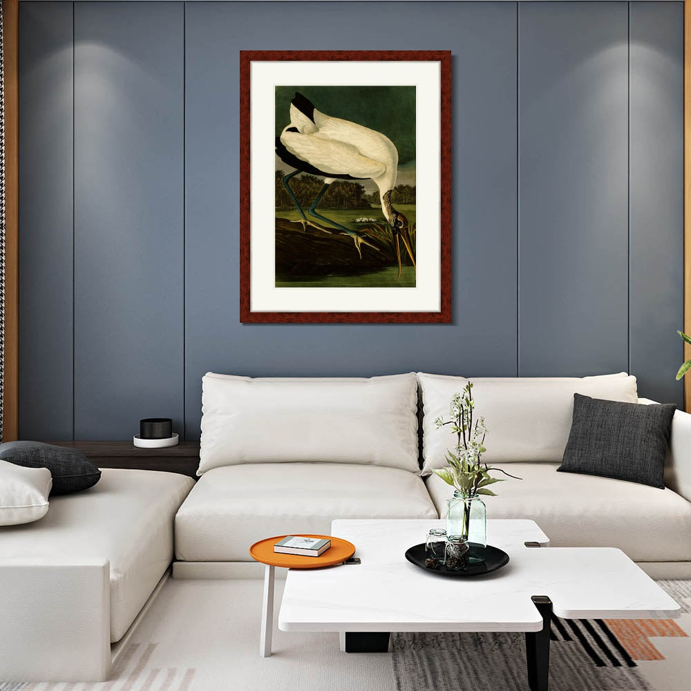 INVIN ART Framed Canvas Art Giclee Print Wood Ibis by John James Audubon  Home Office Wall Art Decorations