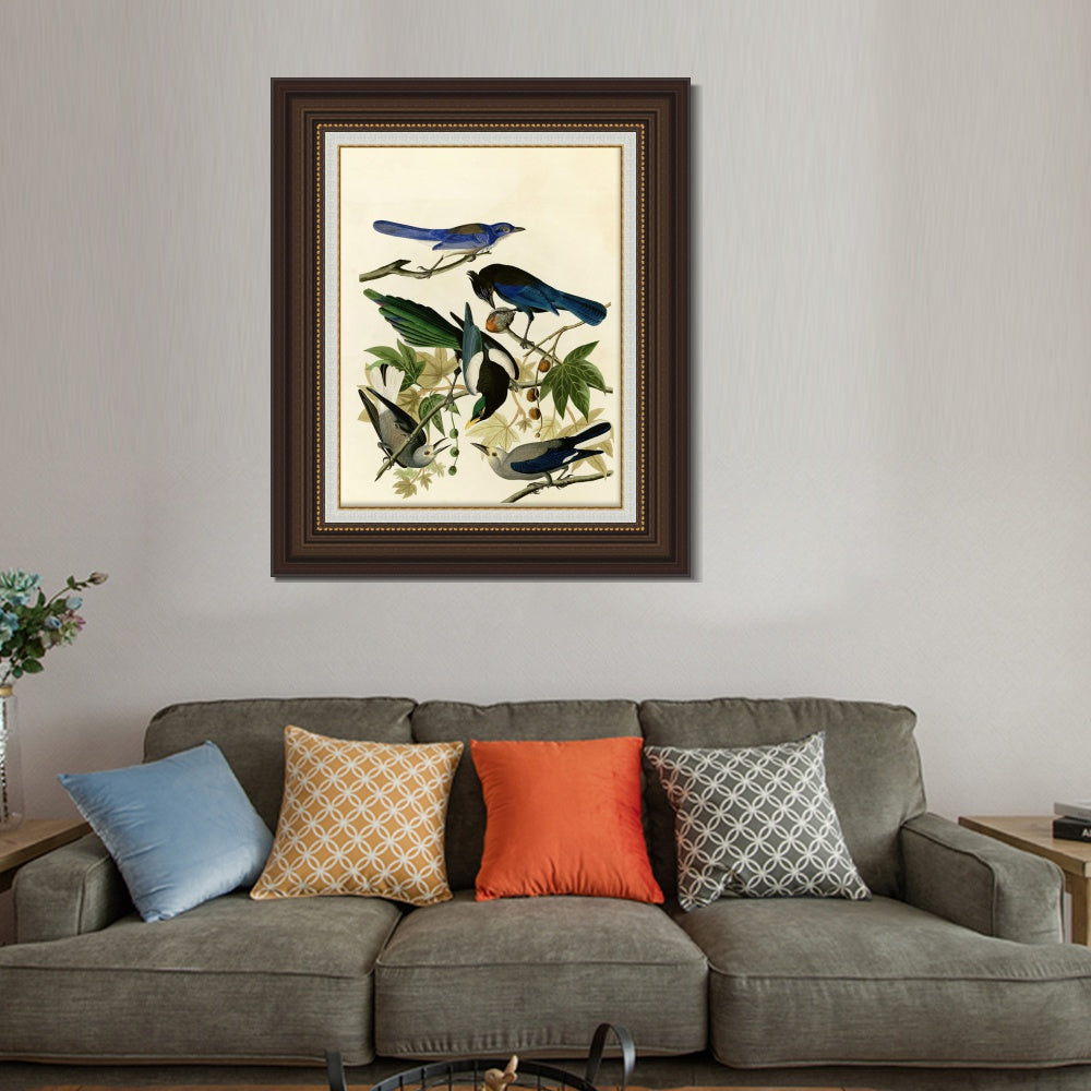INVIN ART Framed Canvas Art Giclee Print Series#124 by John James Audubon  Home Office Wall Art Decorations