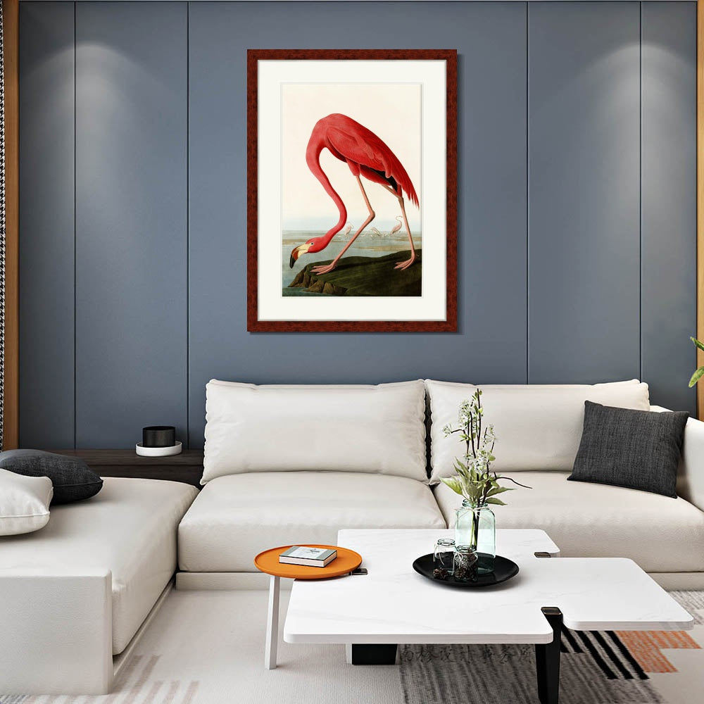 INVIN ART Framed Canvas Art Giclee Print American Flamingo by John James Audubon  Home Office Wall Art Decorations
