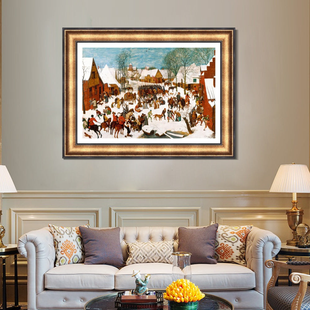 INVIN ART Framed Canvas Art Giclee Print The Adoration of the Lamb by Jan Van Eyck Wall Art