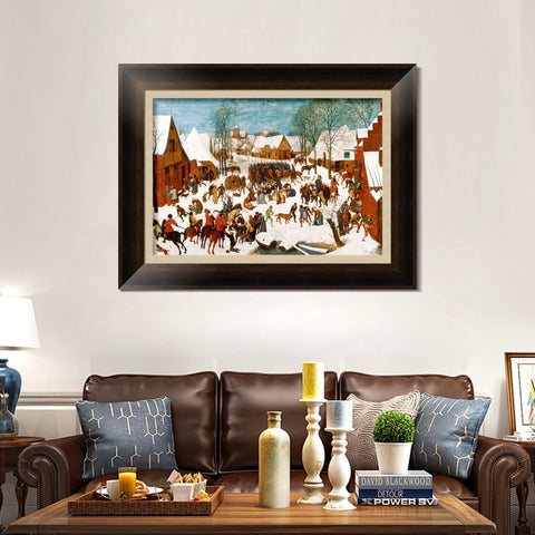 INVIN ART Framed Canvas Art Giclee Print The Adoration of the Lamb by Jan Van Eyck Wall Art Living Room Home Office Decorations