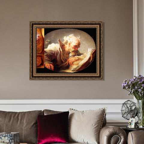 INVIN ART Framed Canvas Art Giclee Print Anagoria Philosopher by Jean Honore Fragonard Wall Art Living Room Home Office Decorations