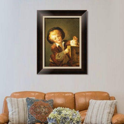 INVIN ART Framed Canvas Art Giclee Print A LITTLE BOY WITH A CURIOSITY by Jean Honore Fragonard Wall Art Living Room Home Office Decorations