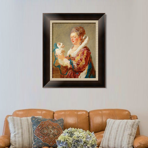 INVIN ART Framed Canvas Art Giclee Print A Woman with a Dog by Jean Honore Fragonard Wall Art Living Room Home Office Decorations