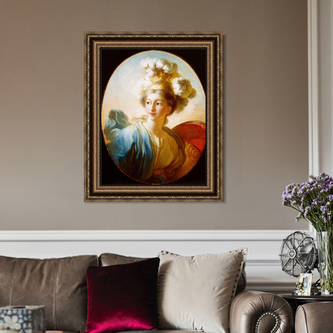 INVIN ART Framed Canvas Art Giclee Print Allegory of Vigilance#2 by Jean Honore Fragonard Wall Art Living Room Home Office Decorations