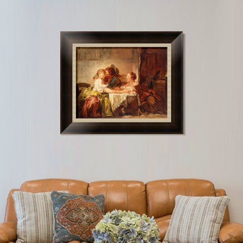 INVIN ART Framed Canvas Art Giclee Print Captured kiss by Jean Honore Fragonard Wall Art Living Room Home Office Decorations