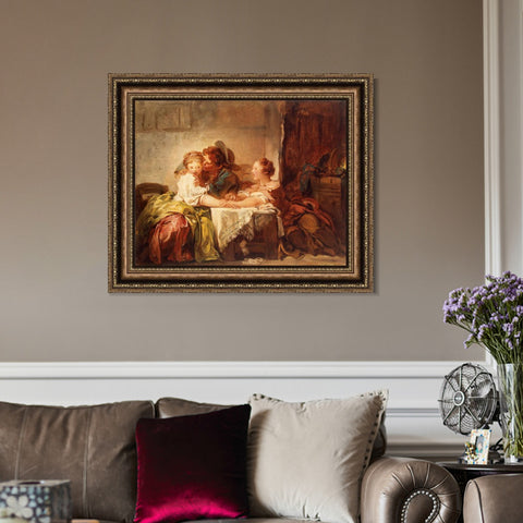 INVIN ART Framed Canvas Art Giclee Print Captured kiss by Jean Honore Fragonard Wall Art Living Room Home Office Decorations