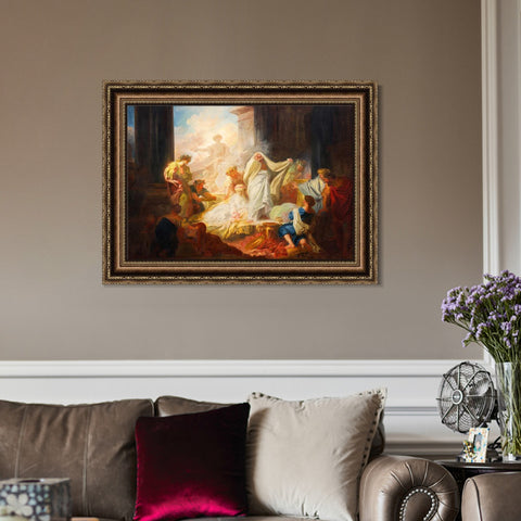 INVIN ART Framed Canvas Art Giclee Print Coricus and Calier by Jean Honore Fragonard Wall Art Living Room Home Office Decorations