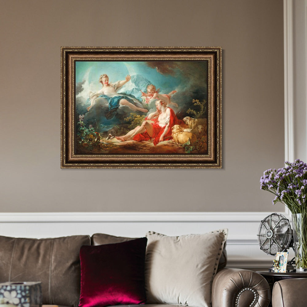 INVIN ART Framed Canvas Art Giclee Print Diana and Endymion by Jean Honore Fragonard Wall Art Living Room Home Office Decorations