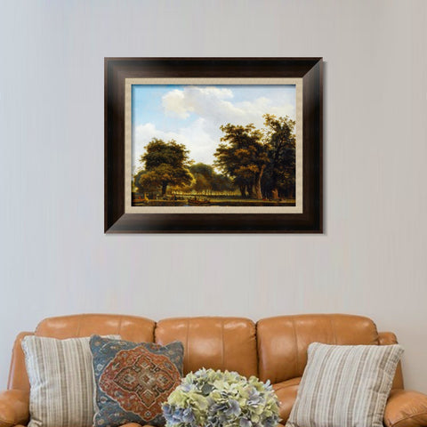 INVIN ART Framed Canvas Art Giclee Print ELEGANT GROUP DISEMBARKING IN A PARK by Jean Honore Fragonard Wall Art Living Room Home Office Decorations