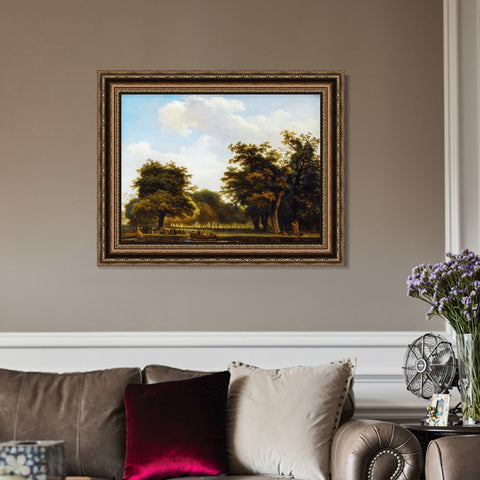 INVIN ART Framed Canvas Art Giclee Print ELEGANT GROUP DISEMBARKING IN A PARK by Jean Honore Fragonard Wall Art Living Room Home Office Decorations