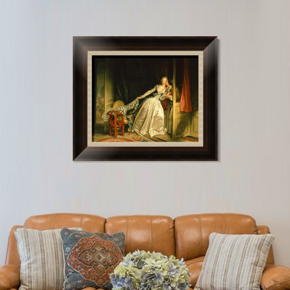 INVIN ART Framed Canvas Art Giclee Print The Stolen Kiss by Jean Honore Fragonard Wall Art Living Room Home Office Decorations