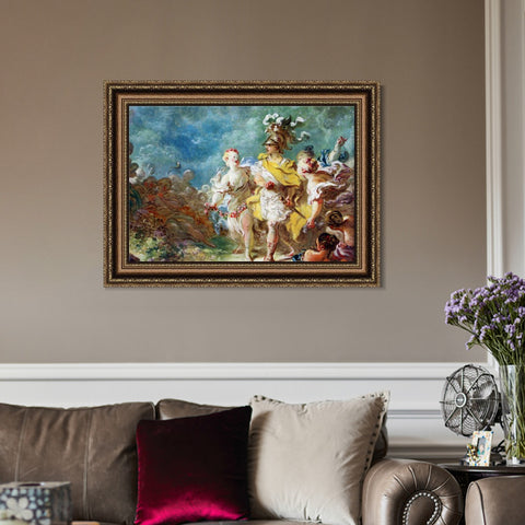 INVIN ART Framed Canvas Art Giclee Print Renaldo in the enchanted forest finds the ghost of armada emerged from the bark of a myrtle,1760 by Jean Honore Fragonard