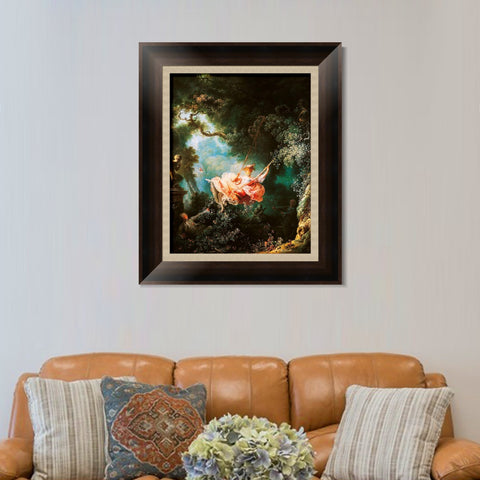 INVIN ART Framed Canvas Art Giclee Print The Swing by Jean Honore Fragonard Wall Art Living Room Home Office Decorations