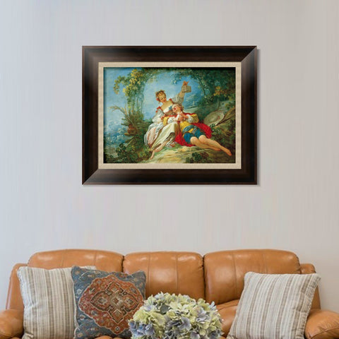 INVIN ART Framed Canvas Art Giclee Print Lovers by Jean Honore Fragonard Wall Art Living Room Home Office Decorations