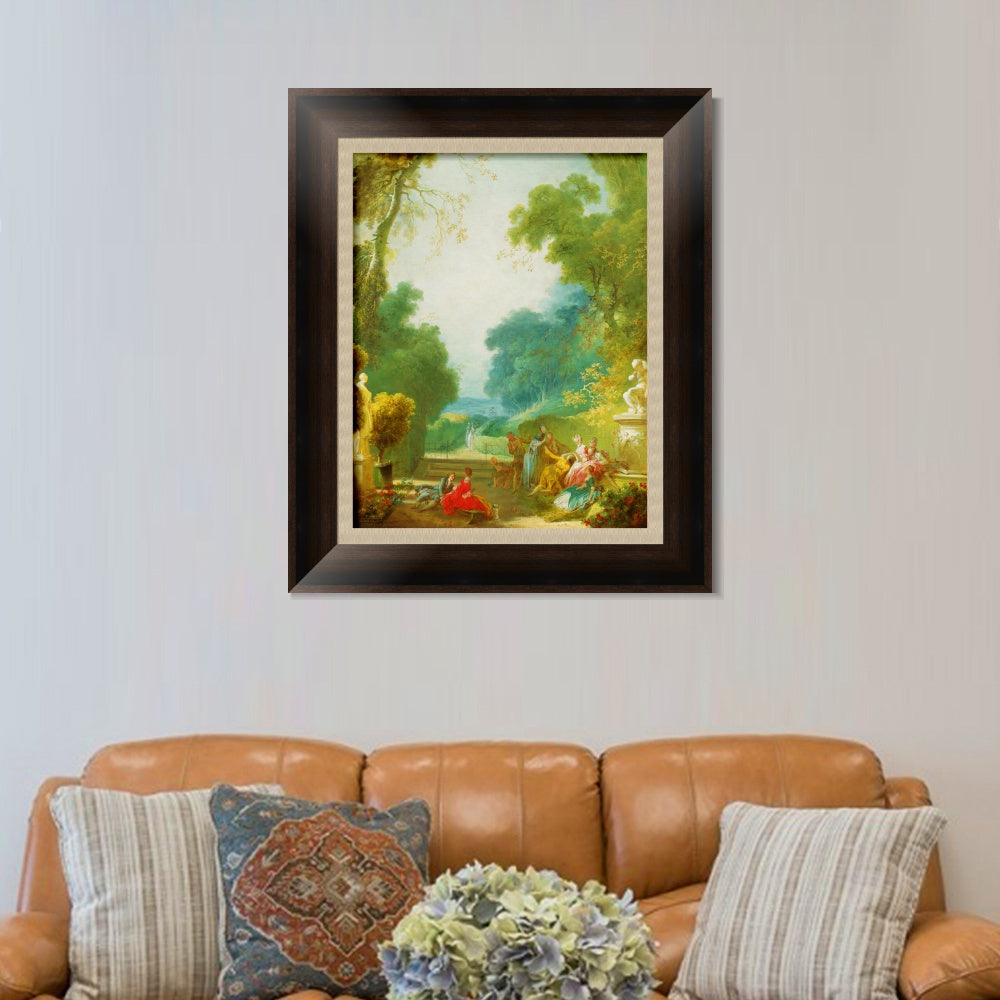 INVIN ART Framed Canvas Art Giclee Print A Game of Hot Cockles by Jean Honore Fragonard Wall Art Living Room Home Office Decorations