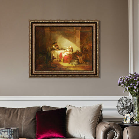 INVIN ART Framed Canvas Art Giclee Print Interior Scene by Jean Honore Fragonard Wall Art Living Room Home Office Decorations