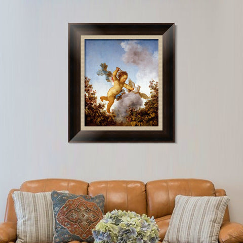 INVIN ART Framed Canvas Art Giclee Print Love the Avenger, 1790 by Jean Honore Fragonard Wall Art Living Room Home Office Decorations