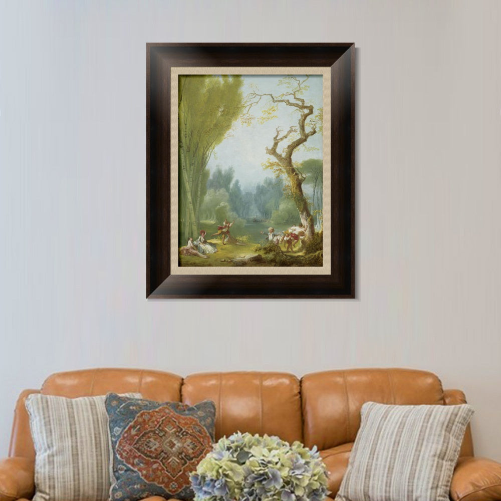 INVIN ART Framed Canvas Art Giclee Print A Game of Horse and Rider by Jean Honore Fragonard Wall Art Living Room Home Office Decorations