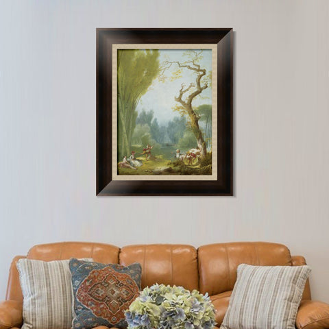 INVIN ART Framed Canvas Art Giclee Print A Game of Horse and Rider by Jean Honore Fragonard Wall Art Living Room Home Office Decorations