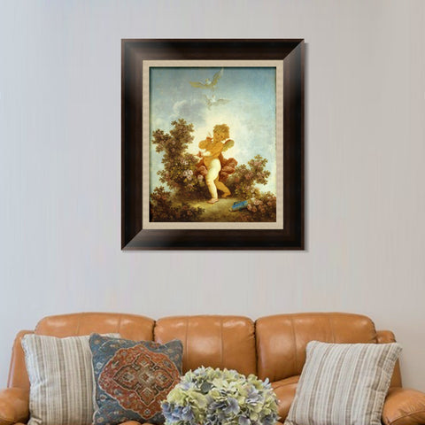 INVIN ART Framed Canvas Art Giclee Print Love the Sentinel, 1790 by Jean Honore Fragonard Wall Art Living Room Home Office Decorations