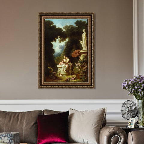 INVIN ART Framed Canvas Art Giclee Print Love Letters by Jean Honore Fragonard Wall Art Living Room Home Office Decorations