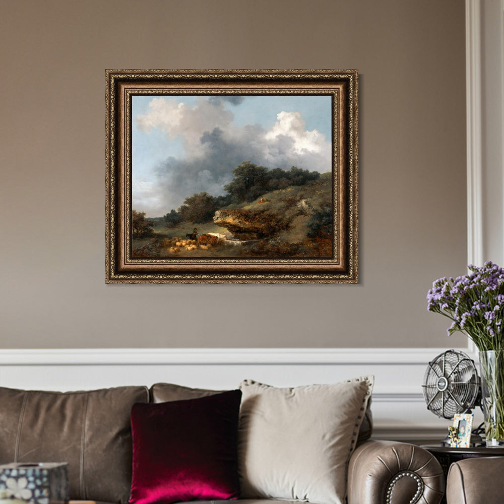 INVIN ART Framed Canvas Art Giclee Print Abruvoir,1763 by Jean Honore Fragonard Wall Art Living Room Home Office Decorations