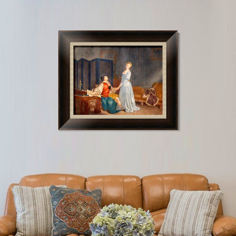 INVIN ART Framed Canvas Art Giclee Print Contract by Jean Honore Fragonard Wall Art Living Room Home Office Decorations