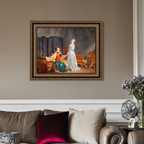 INVIN ART Framed Canvas Art Giclee Print Contract by Jean Honore Fragonard Wall Art Living Room Home Office Decorations