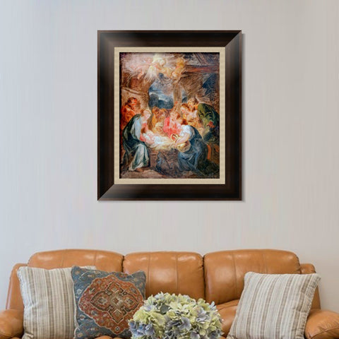 INVIN ART Framed Canvas Art Giclee Print Worship of shepherds by Jean Honore Fragonard Wall Art Living Room Home Office Decorations