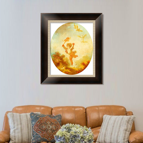 INVIN ART Framed Canvas Art Giclee Print Love as Folly by Jean Honore Fragonard Wall Art Living Room Home Office Decorations