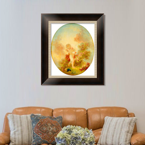 INVIN ART Framed Canvas Art Giclee Print Love the Sentinel#2 by Jean Honore Fragonard Wall Art Living Room Home Office Decorations
