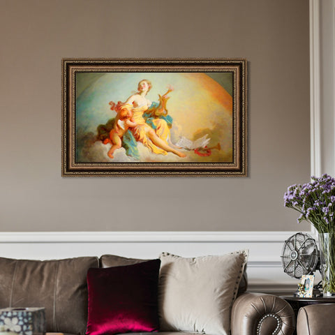 INVIN ART Framed Canvas Art Giclee Print Music by Jean Honore Fragonard Wall Art Living Room Home Office Decorations