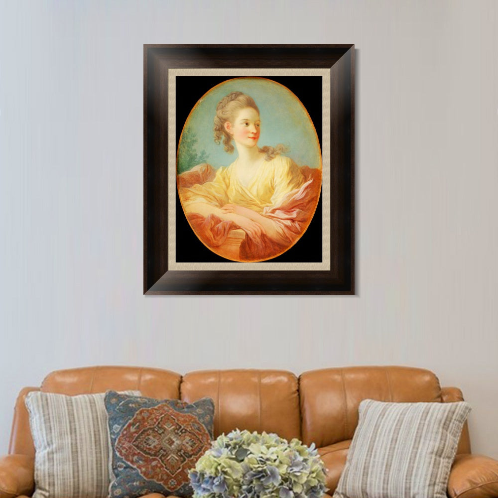 INVIN ART Framed Canvas Art Giclee Print Portrait of a Young Woman by Jean Honore Fragonard Wall Art Living Room Home Office Decorations