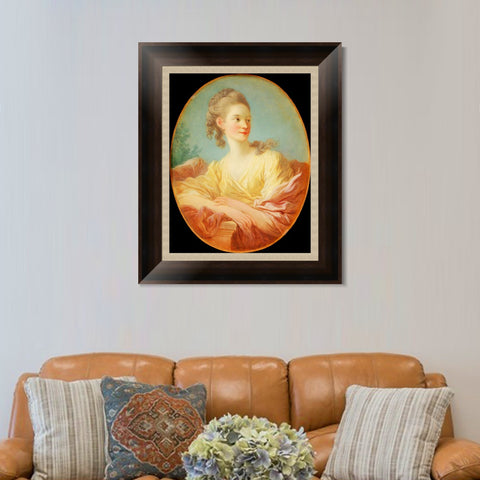 INVIN ART Framed Canvas Art Giclee Print Portrait of a Young Woman by Jean Honore Fragonard Wall Art Living Room Home Office Decorations
