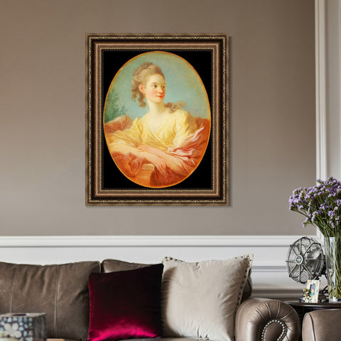 INVIN ART Framed Canvas Art Giclee Print Portrait of a Young Woman by Jean Honore Fragonard Wall Art Living Room Home Office Decorations