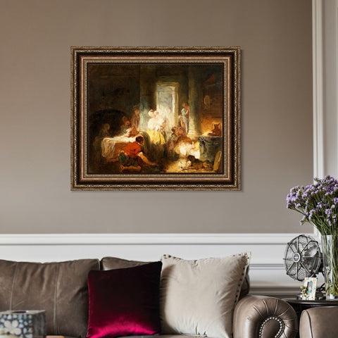 INVIN ART Framed Canvas Art Giclee Print Roman Interior by Jean Honore Fragonard Wall Art Living Room Home Office Decorations