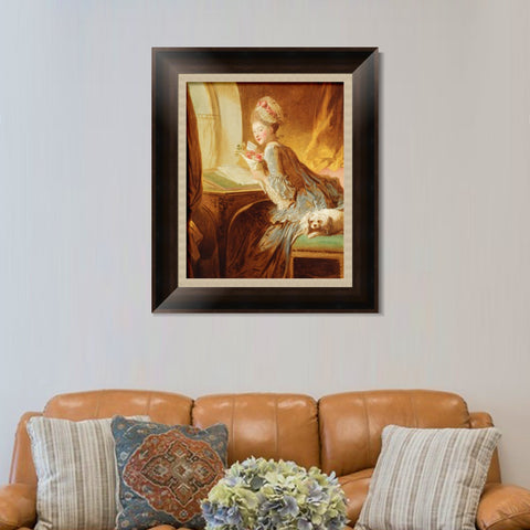 INVIN ART Framed Canvas Art Giclee Print The Love Letter by Jean Honore Fragonard Wall Art Living Room Home Office Decorations