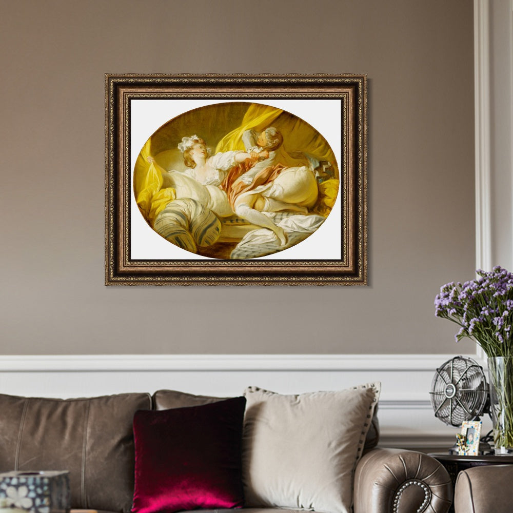 INVIN ART Framed Canvas Art Giclee Print The Beautiful Servant by Jean Honore Fragonard Wall Art Living Room Home Office Decorations